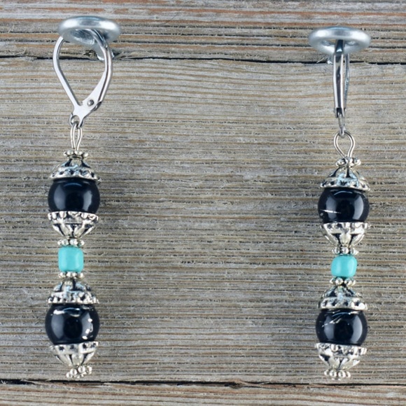 Square Designer Turquoise Cross Necklace Set - Picture 2 of 4